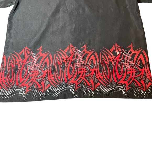 LA Gate Casual Geometric Design Black And Red Button Up Shirt Mens Size Large - Picture 6 of 7